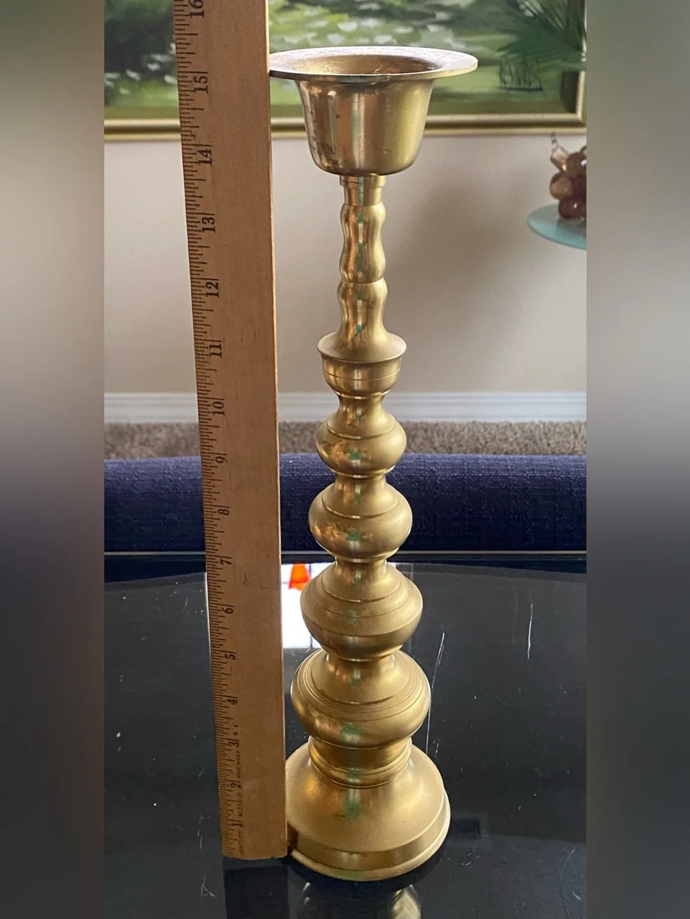 Vtg 15” HOMCO Brass Candlestick Holder Statement Mid-Century Modern Decor Japan